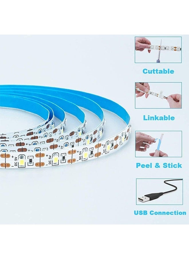Comysubao 5V USB LED Light Strip Wall Strip Lights Easy to Install, With Good Functionality Flexible Under Cabinet Light for TV Backlighting, Gaming Room, Bedroom, And Indoor Decor, 2m Blue - Image 4